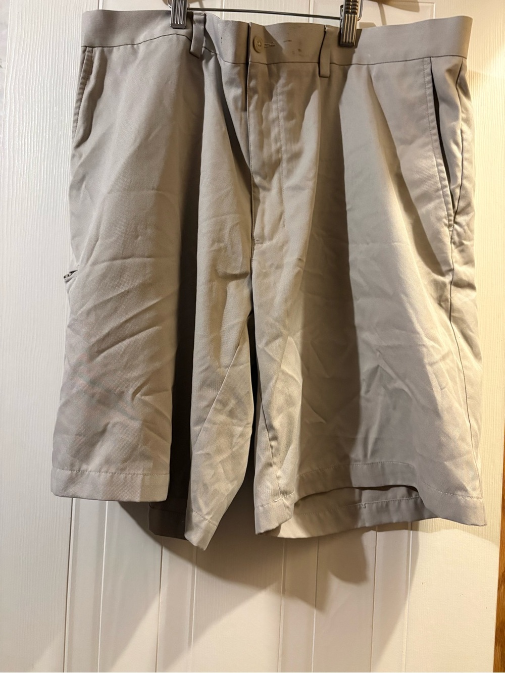 Men's Flat Front Beige Shorts - Lightweight Everyday Style